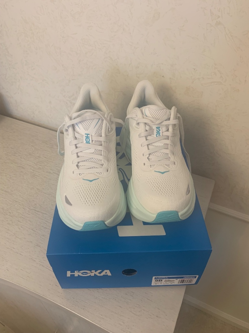 Women’s Mint Green and White HOKA Sneakers, Size 9B - Picture 2 of 9